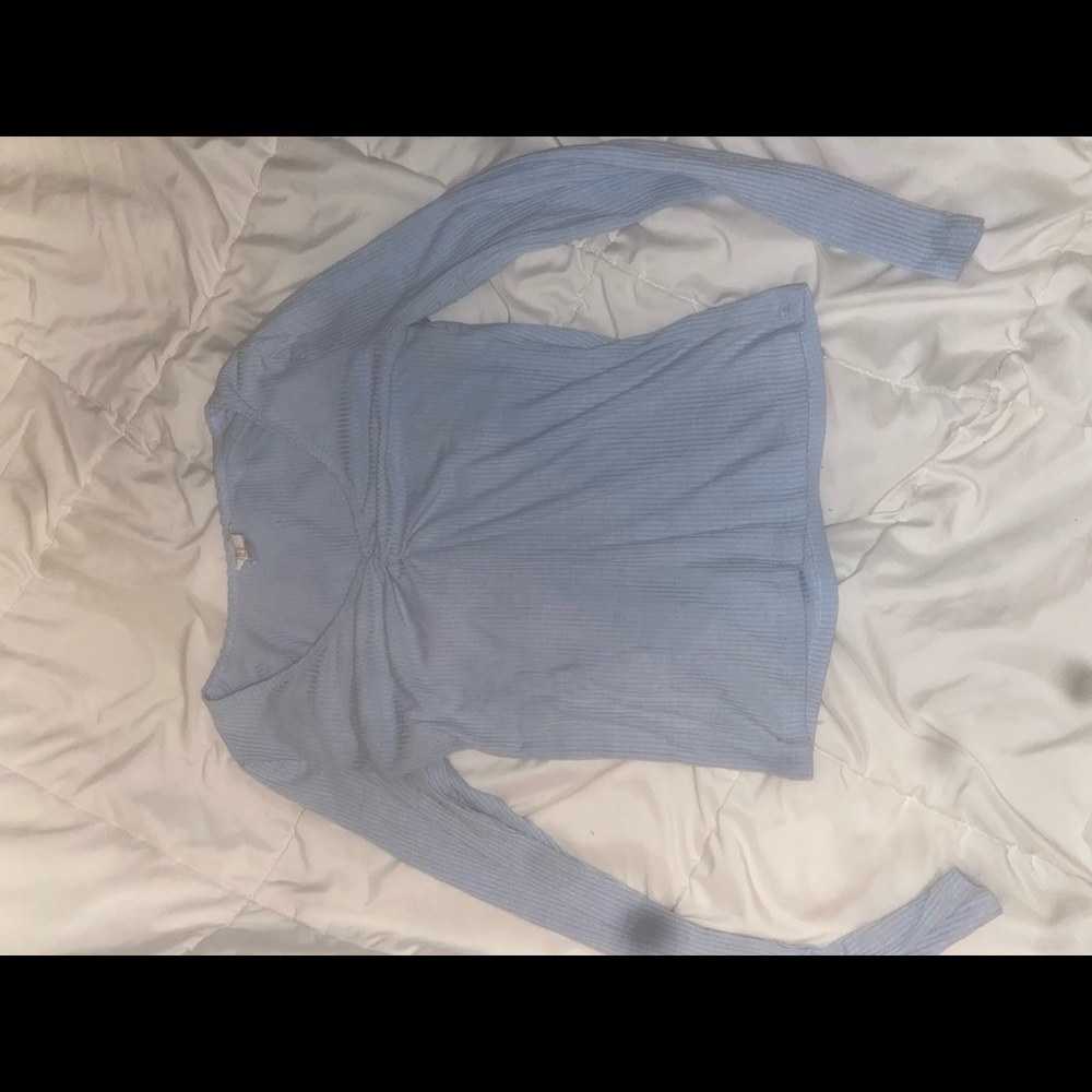 blue long sleeve ribbed